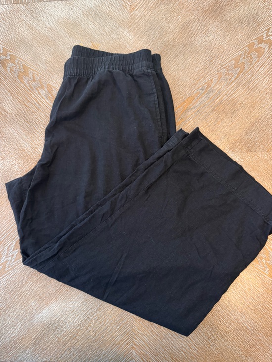 Old Navy Pants - Old Navy Black Linen Blend Wide Leg Pants XL Elastic Waist 36”Inseam 29” Pockets
